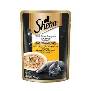 Sheba Adult (1 Yrs  ) Rich Premium, Tuna Pumpkin & Carrot in Gravy, Fine Wet Cat Food, 70 g (Pack of 24 pouches)