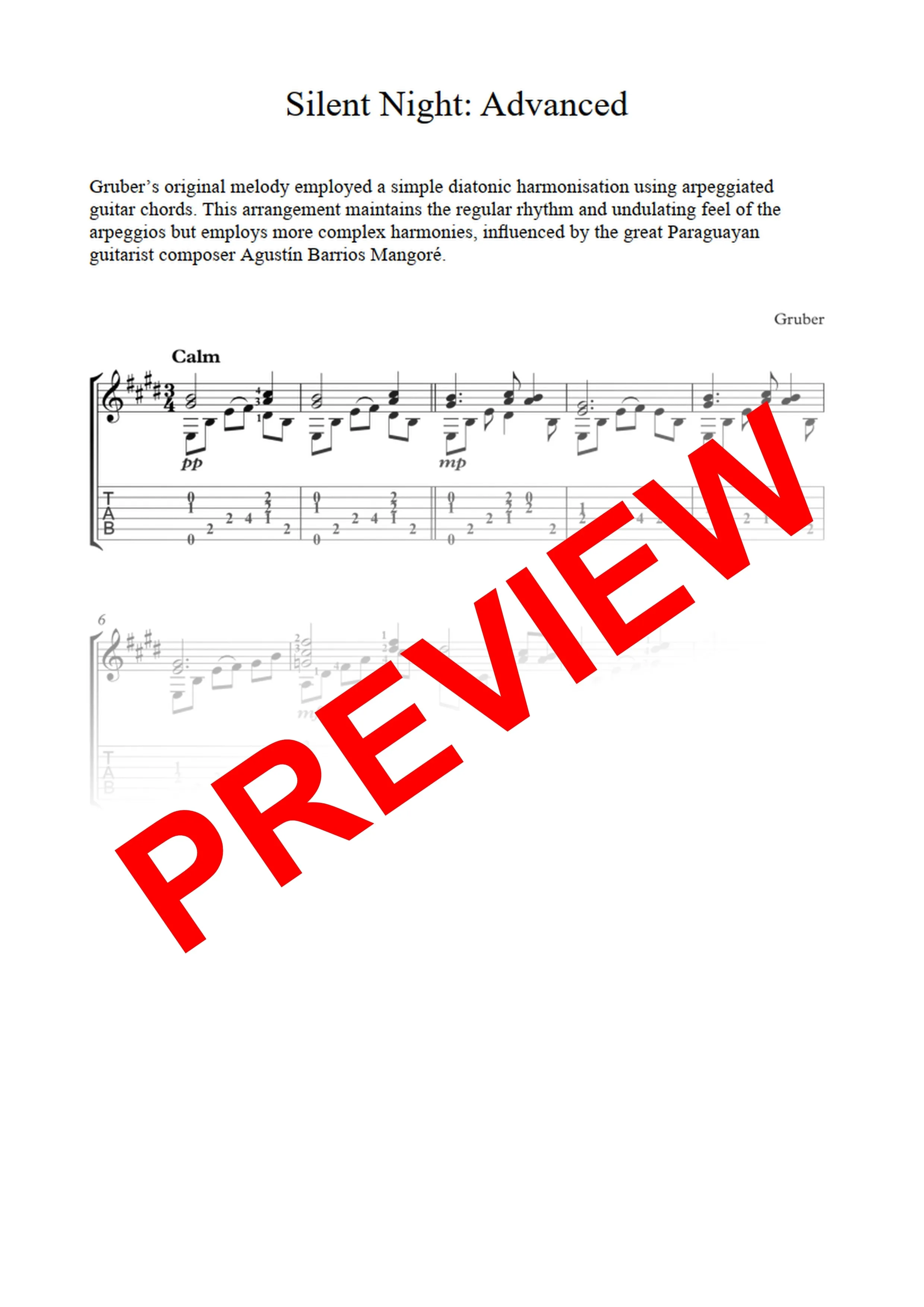 Silent Night: PDF Combined Versions for guitar - Sheet Music Download