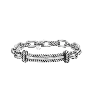 Silver Men's Paperclip Bar Link Bracelet