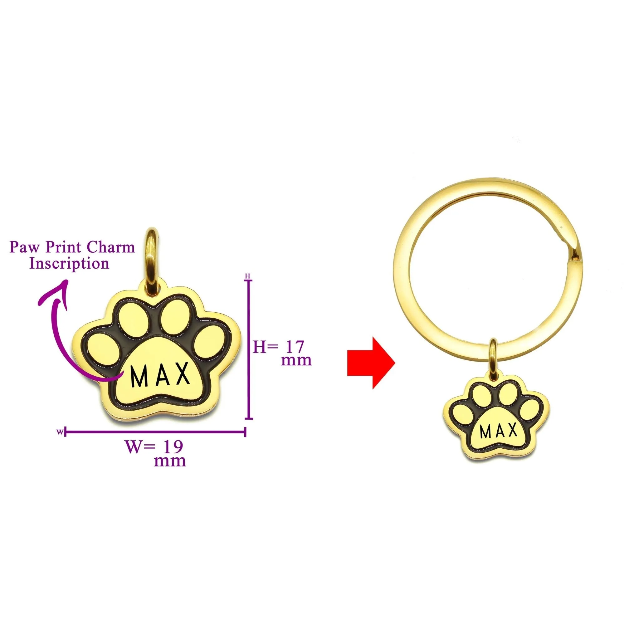 Single Paw Print Charm for Keyring