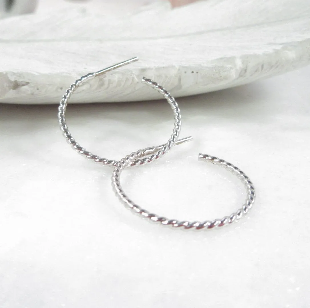 Small Post Hoop Earrings - Dot Twist