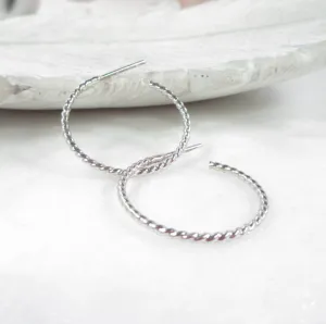Small Post Hoop Earrings - Dot Twist