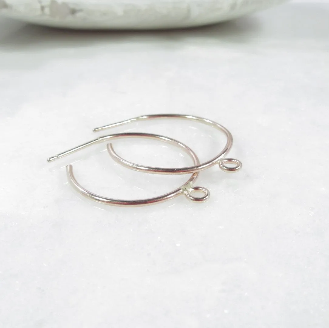Small Post Hoop Earrings - Plain With Ring