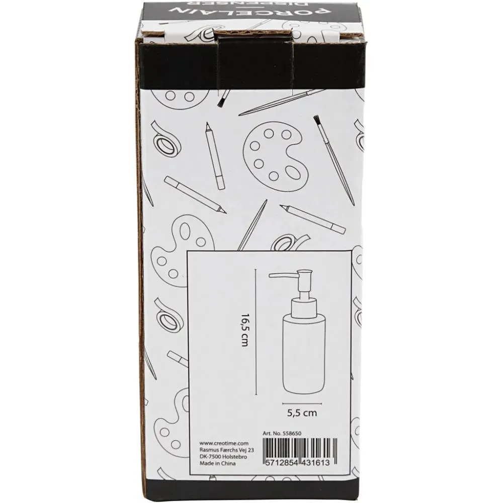 Soap Dispenser Glazed Ceramic Cylindrical 150ml Tall White Glass Metal-Coated Plastic Pump