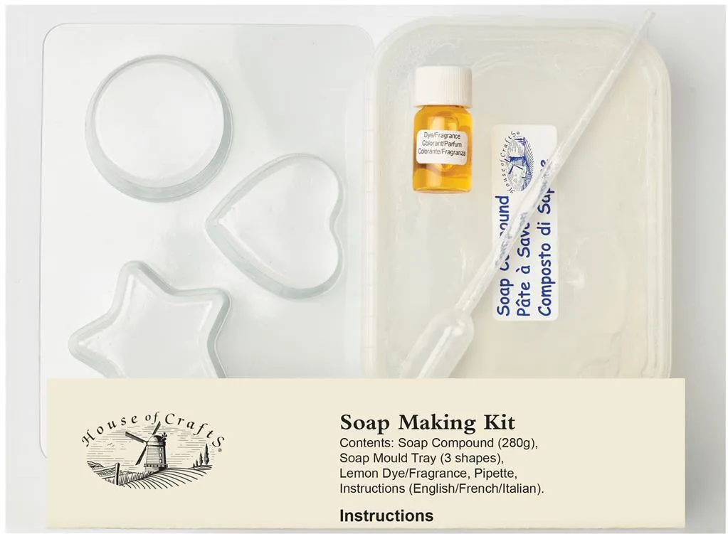 Soap Making Kit | Instructions Soap Compound Mould Tray  Lemon Dye Fragrance Pipette
