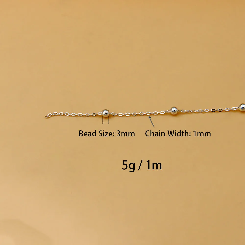 Sold by the Foot BULK 925 Sterling Silver Bead Round Link Cable Chain Jewelry Making