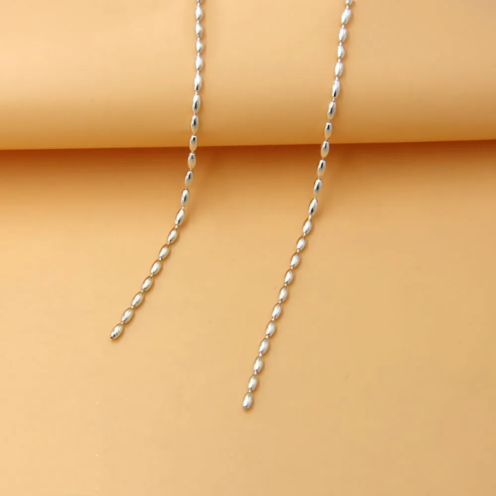 Sold by the Foot BULK Solid 925 Sterling Silver Oval Bead Chain Jewelry Making