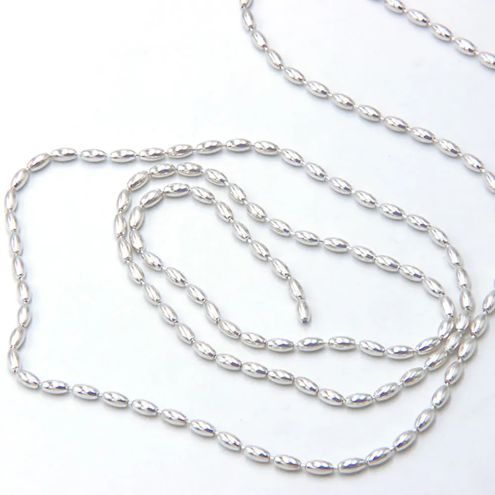 Sold by the Foot BULK Solid 925 Sterling Silver Oval Bead Chain Jewelry Making