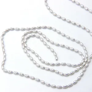 Sold by the Foot BULK Solid 925 Sterling Silver Oval Bead Chain Jewelry Making