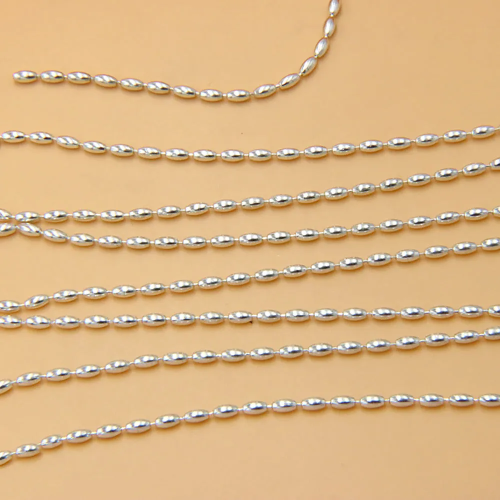 Sold by the Foot BULK Solid 925 Sterling Silver Oval Bead Chain Jewelry Making