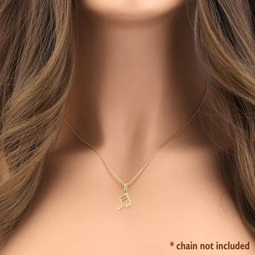 Solid 14K Yellow Gold Music Note Pendant