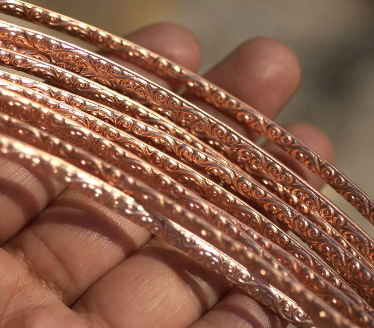 Solid copper gallery wire, flourish patterned wire for making rings 4mm wide ring band
