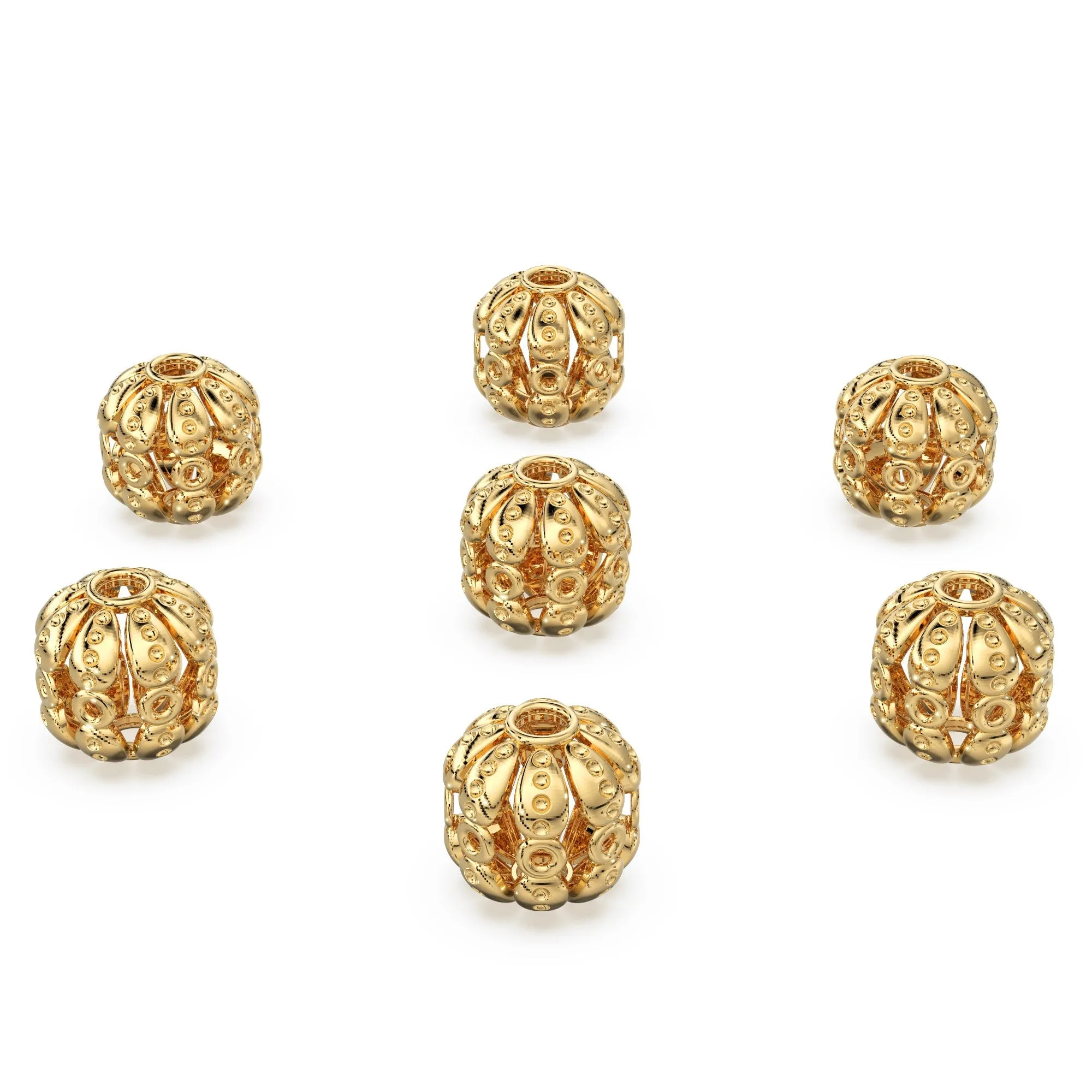 Solid Gold Round 14k 18k Handmade Gold Spacer Bead Jewelry Making Supply 7mm 9mm 10mm