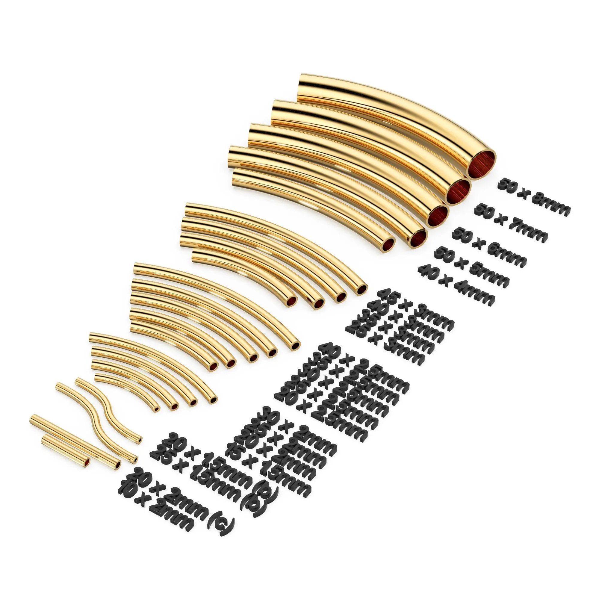 Solid Yellow Gold Tube Bead, Noodle Tube, Curve Tube Bead, Bracelet Bead, Necklace Bead, Gold Tube Beads, Tubular Beads