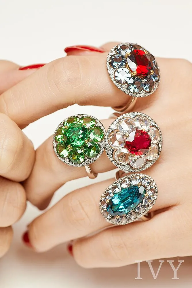 Spinel and Diamond Disco Ring