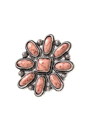 Square Floral Cuff Ring in pink *