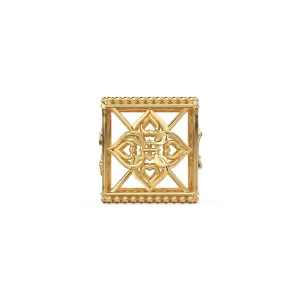 Square Floral Designer Solid Gold 14k 18k Handmade Gold Spacer Bead Jewelry Making Supply 7mm 9mm 10.50mm