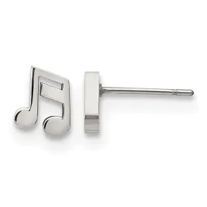 Stainless Steel Polished Music Note Post Earrings