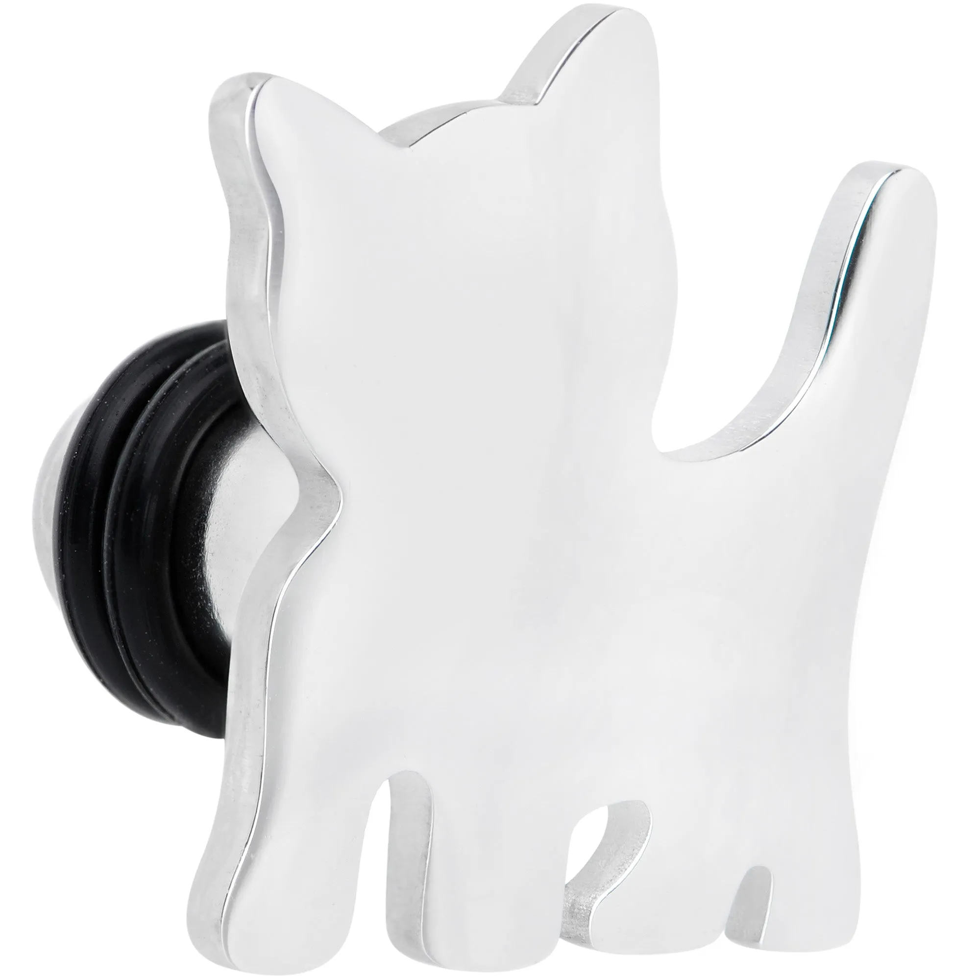 Steel Cat Lover Kitty Cat Single Flare Plug Set 14 Gauge to 0 Gauge