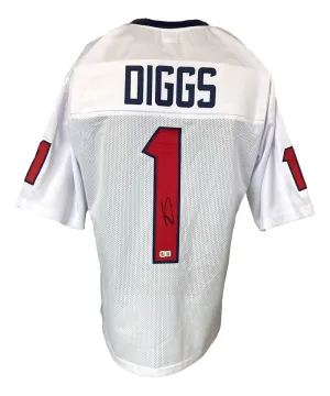 Stefon Diggs Houston Signed White Football Jersey BAS