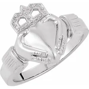 Sterling Silver 14.5x10.5 mm Ladies Claddagh Ring
