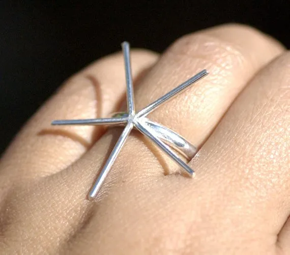 Sterling silver 5 pronged Claw Ring for setting stones, Half Round wire