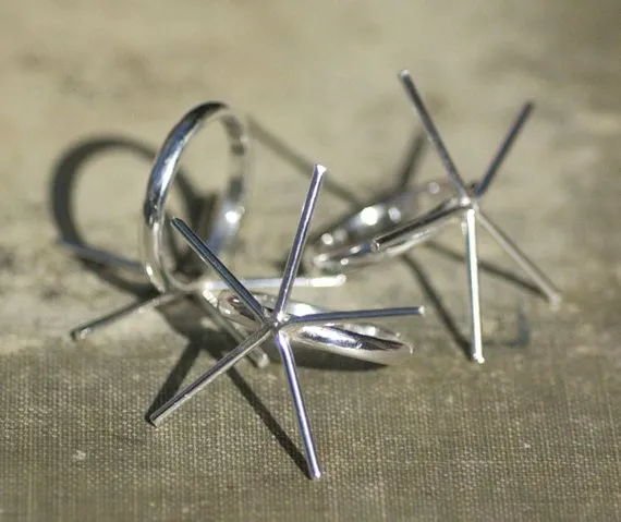 Sterling silver 5 pronged Claw Ring for setting stones, Half Round wire