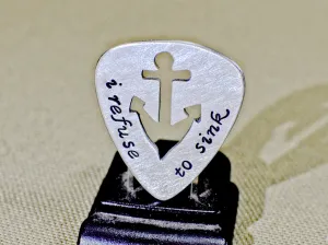 Sterling silver guitar pick with anchor theme