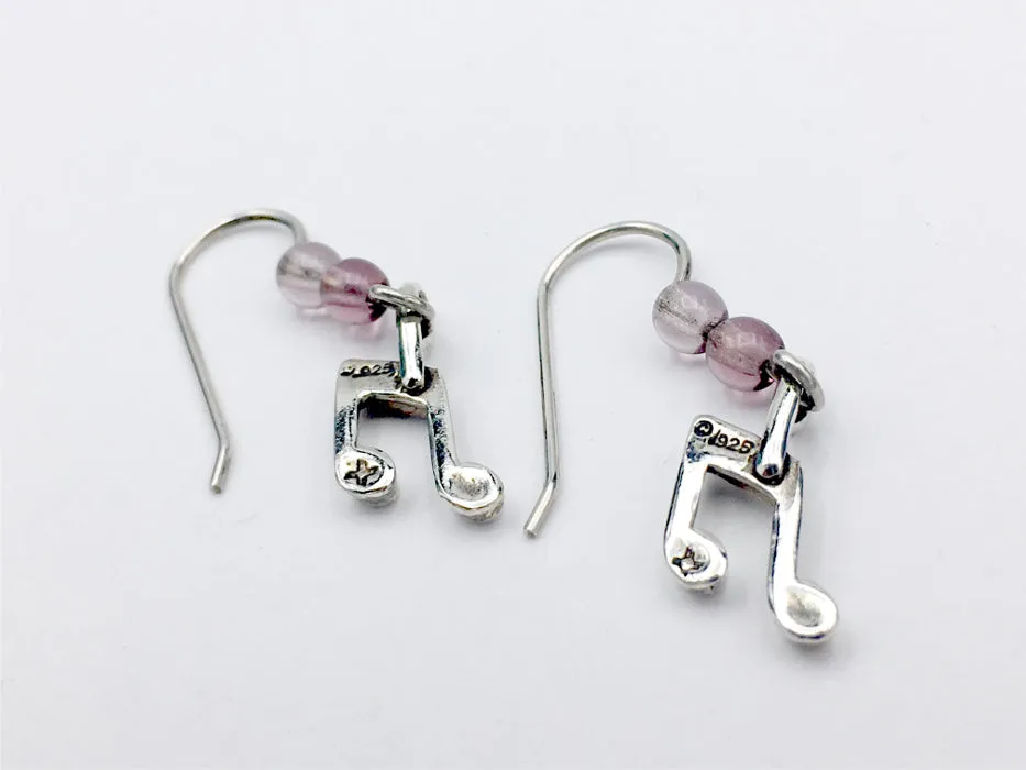 Sterling Silver small Musical Notes dangle earrings-music, musician, singer, score