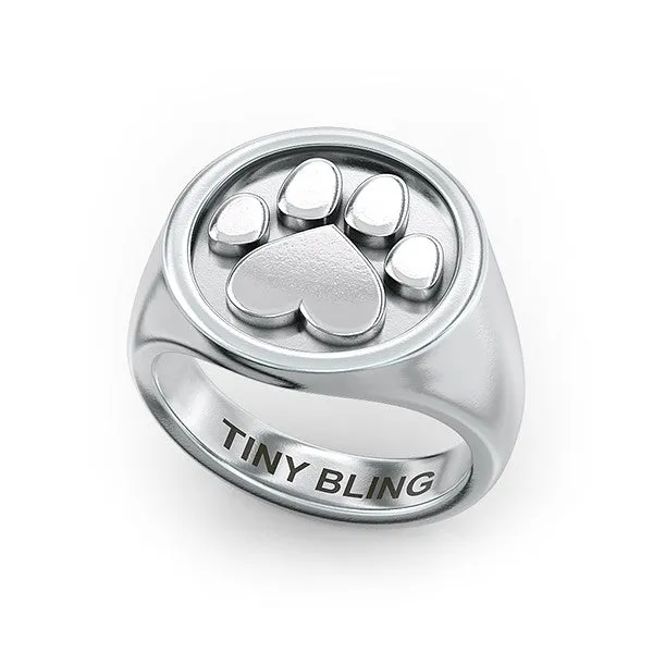 Stud Paw Print Signet Ring