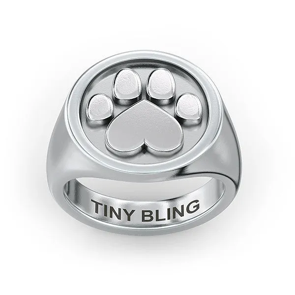 Stud Paw Print Signet Ring