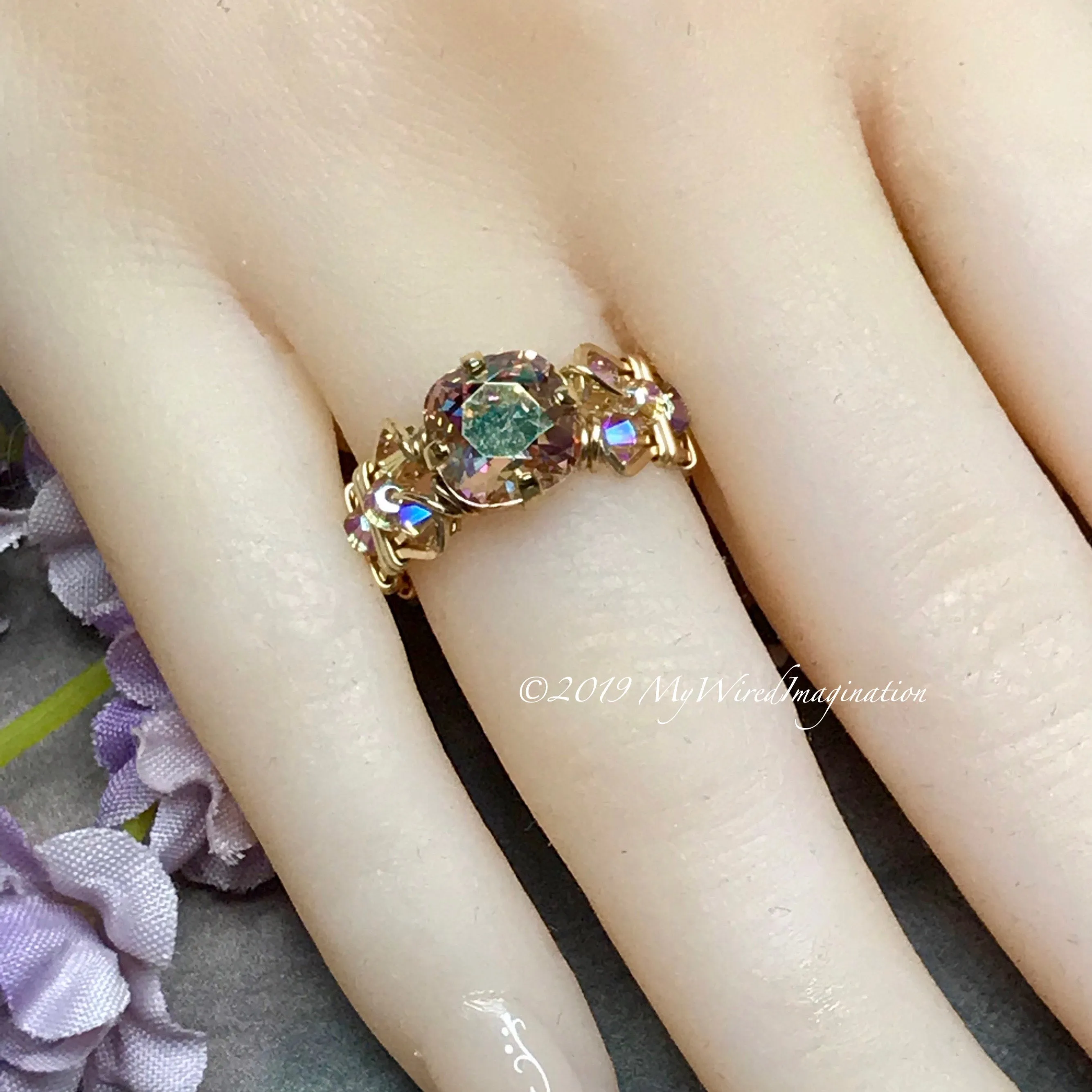Swarovski Purple Haze Handmade Ring in 14K GF US Size 4 1/2