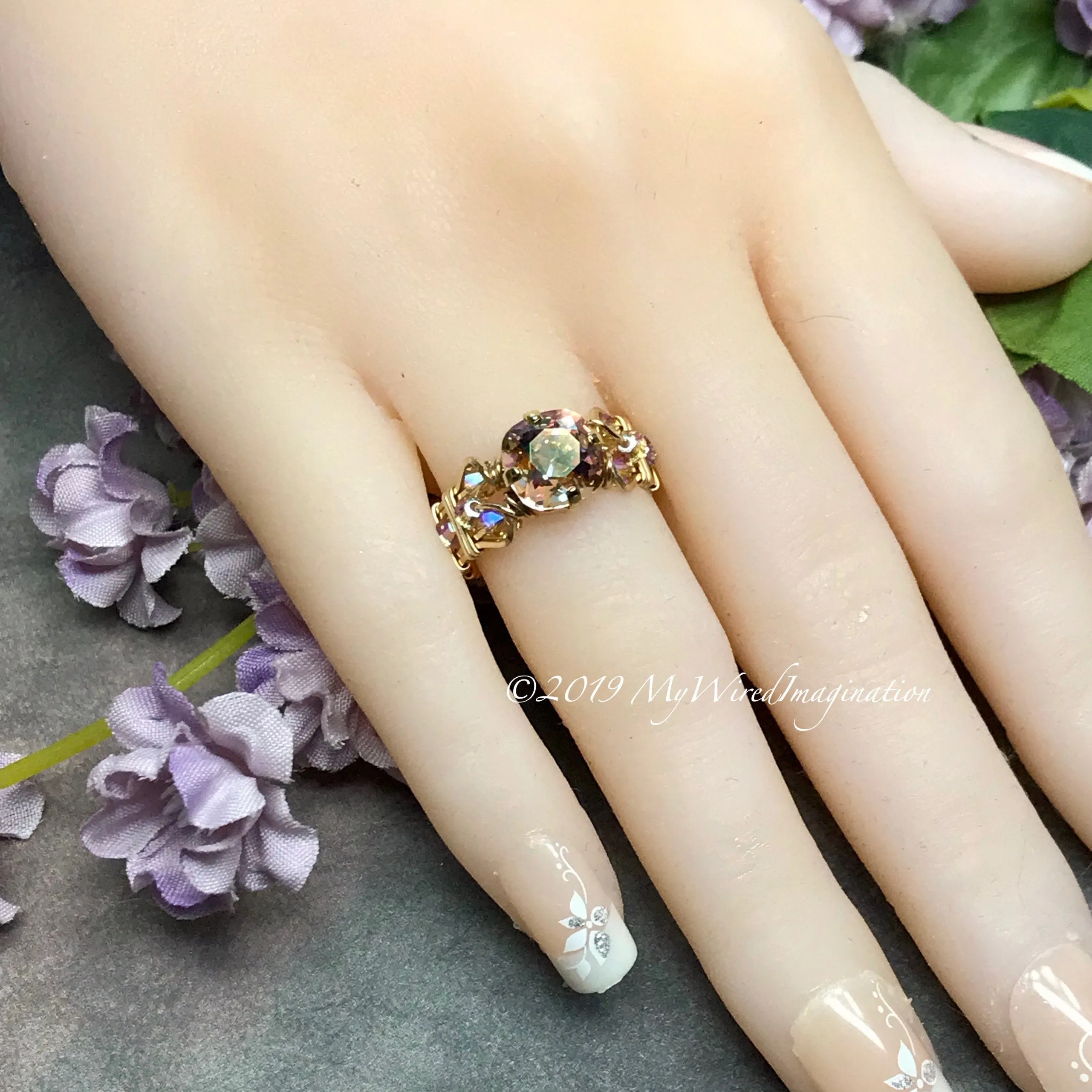 Swarovski Purple Haze Handmade Ring in 14K GF US Size 4 1/2