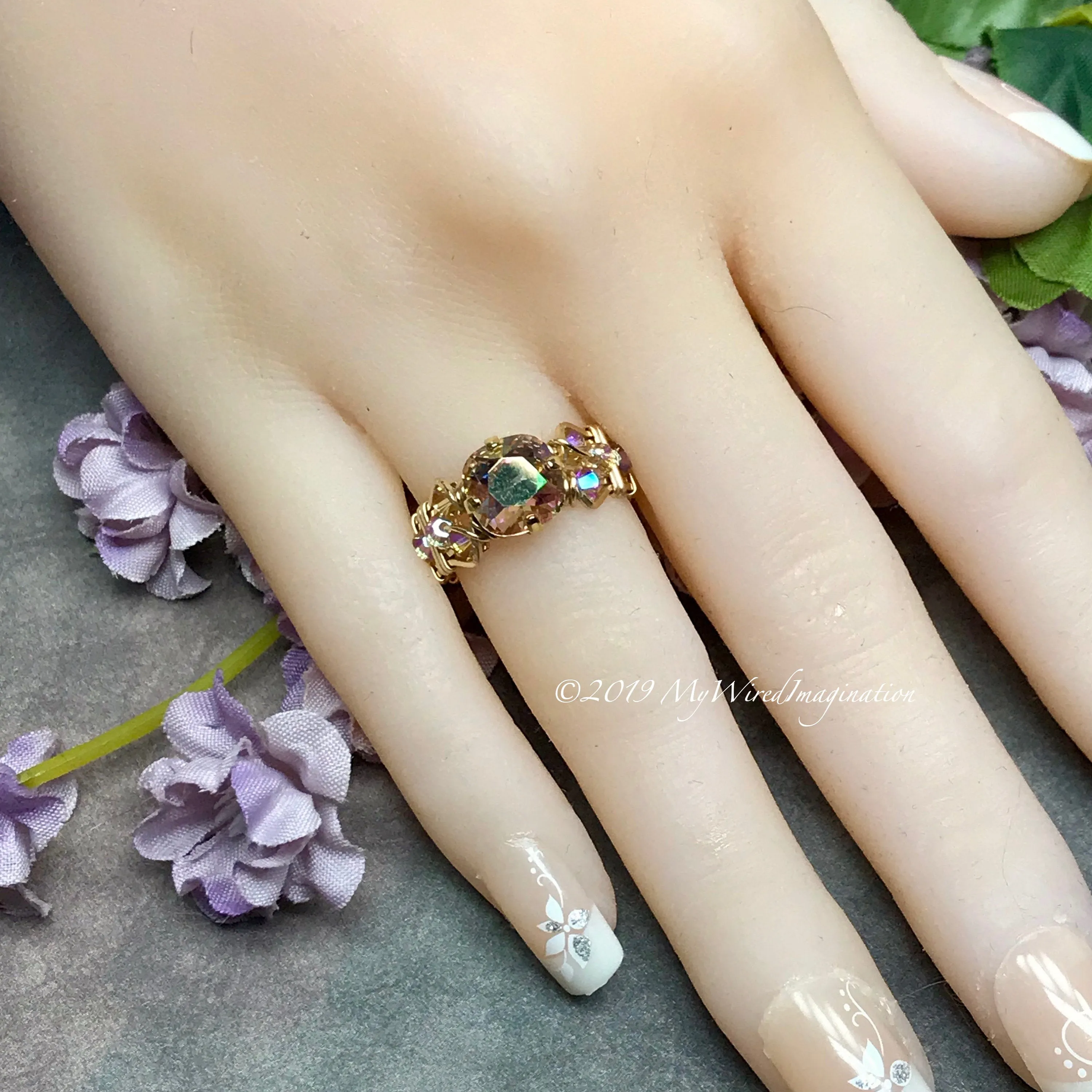 Swarovski Purple Haze Handmade Ring in 14K GF US Size 4 1/2