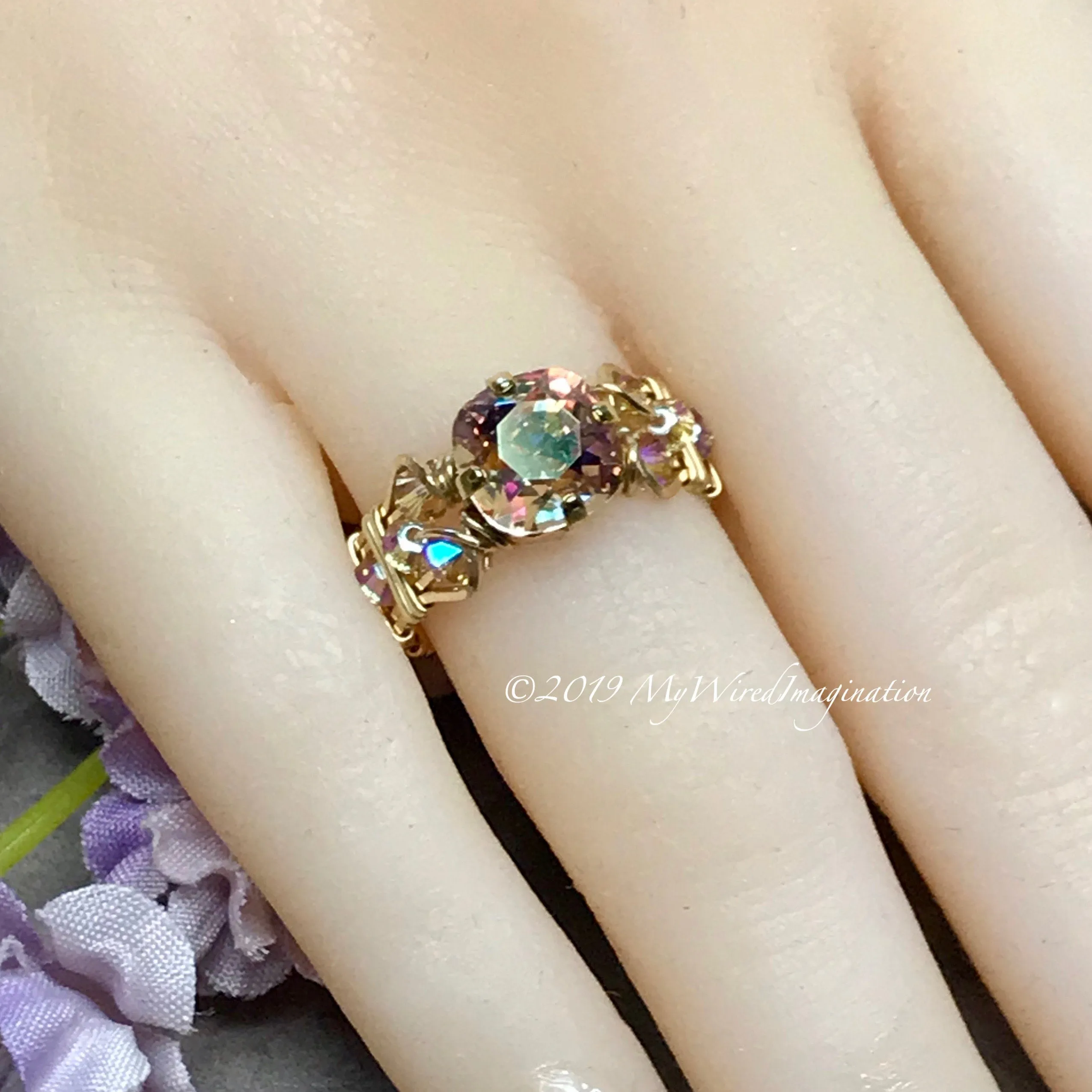 Swarovski Purple Haze Handmade Ring in 14K GF US Size 4 1/2