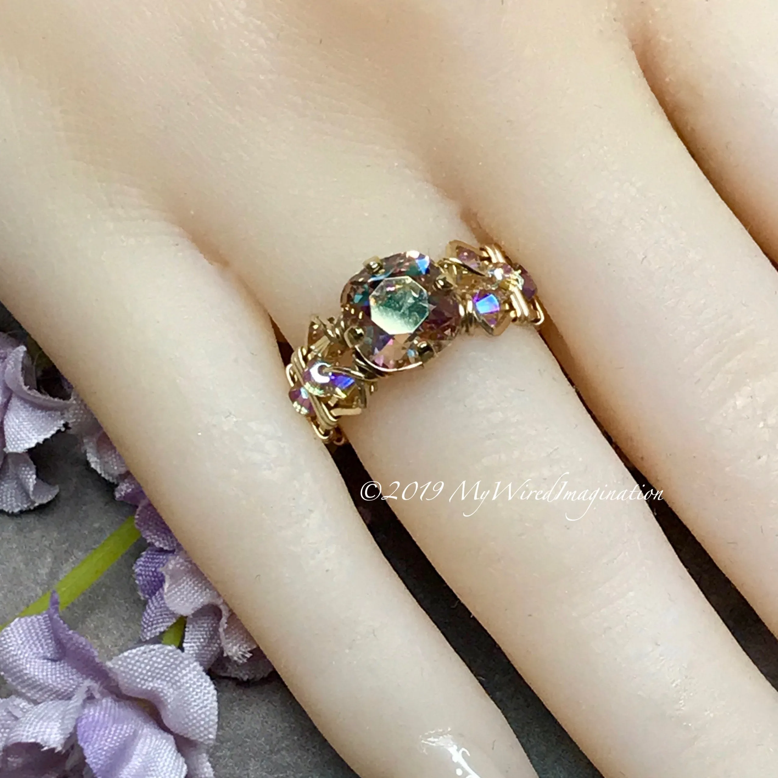 Swarovski Purple Haze Handmade Ring in 14K GF US Size 4 1/2