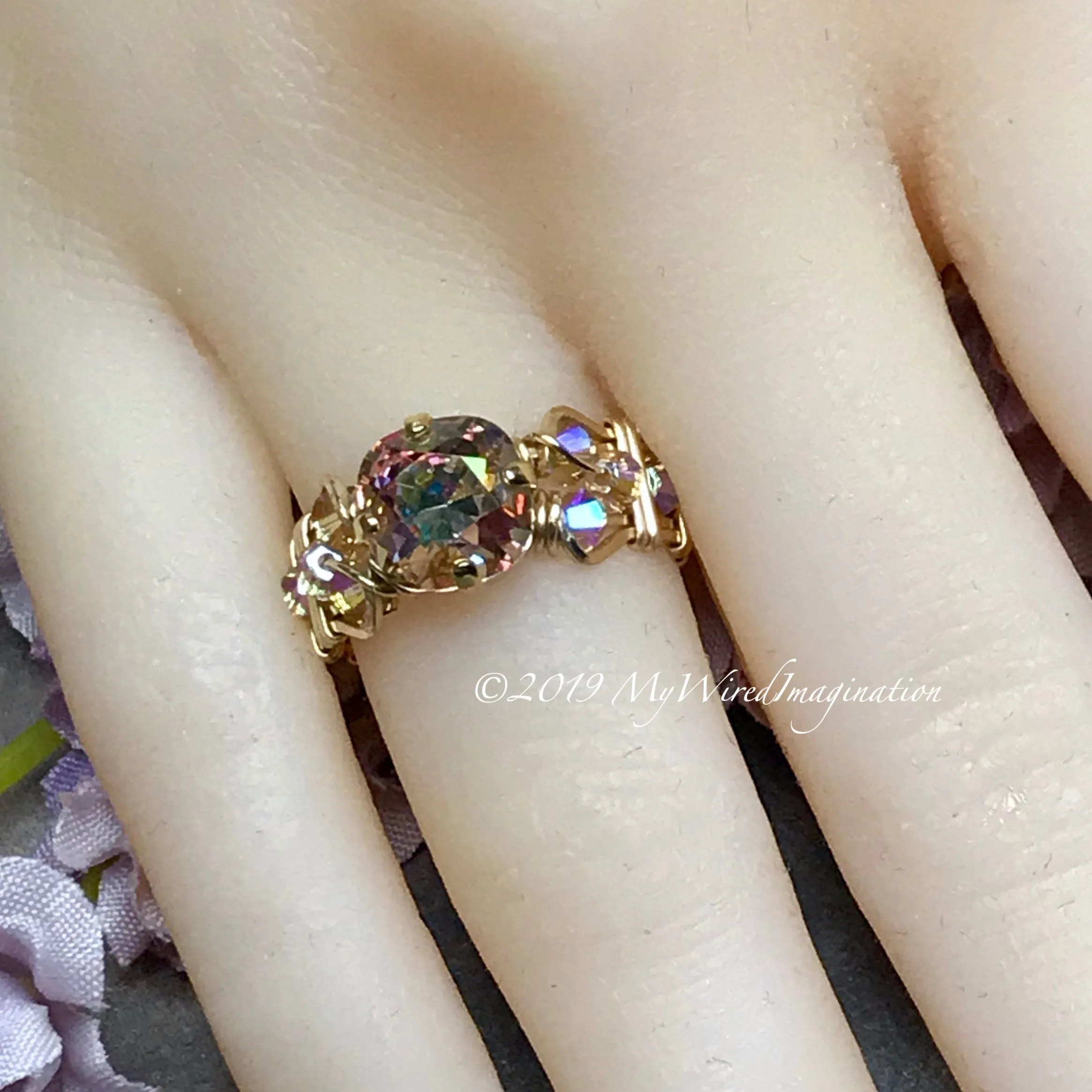 Swarovski Purple Haze Handmade Ring in 14K GF US Size 4 1/2