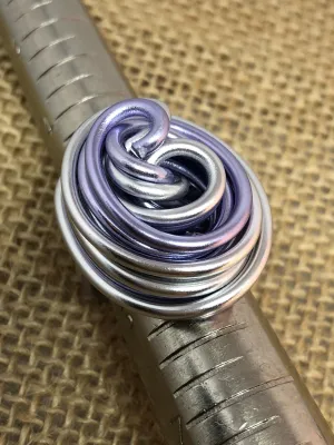 Swirl Aluminum Statement Ring in Silver and Light Purple