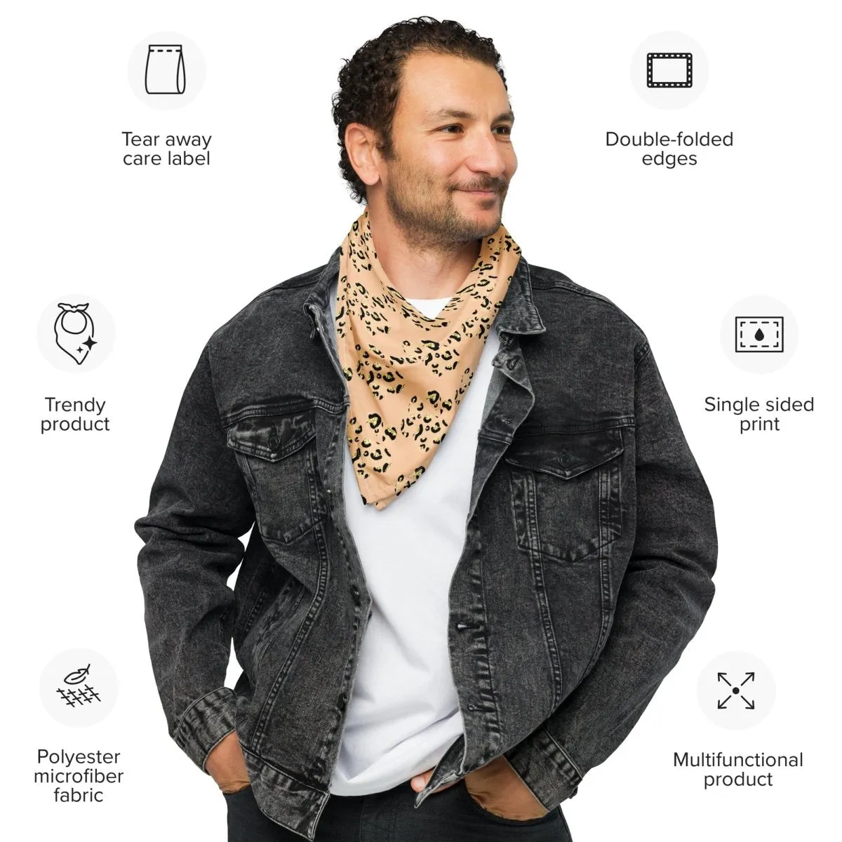 Tan Leopard Print Dog Paw Bandana