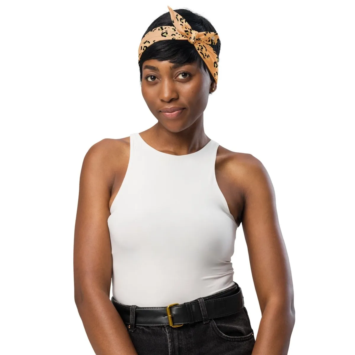 Tan Leopard Print Dog Paw Bandana