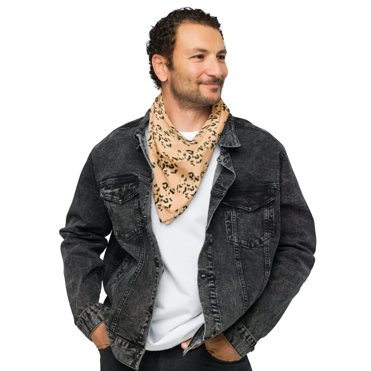 Tan Leopard Print Dog Paw Bandana