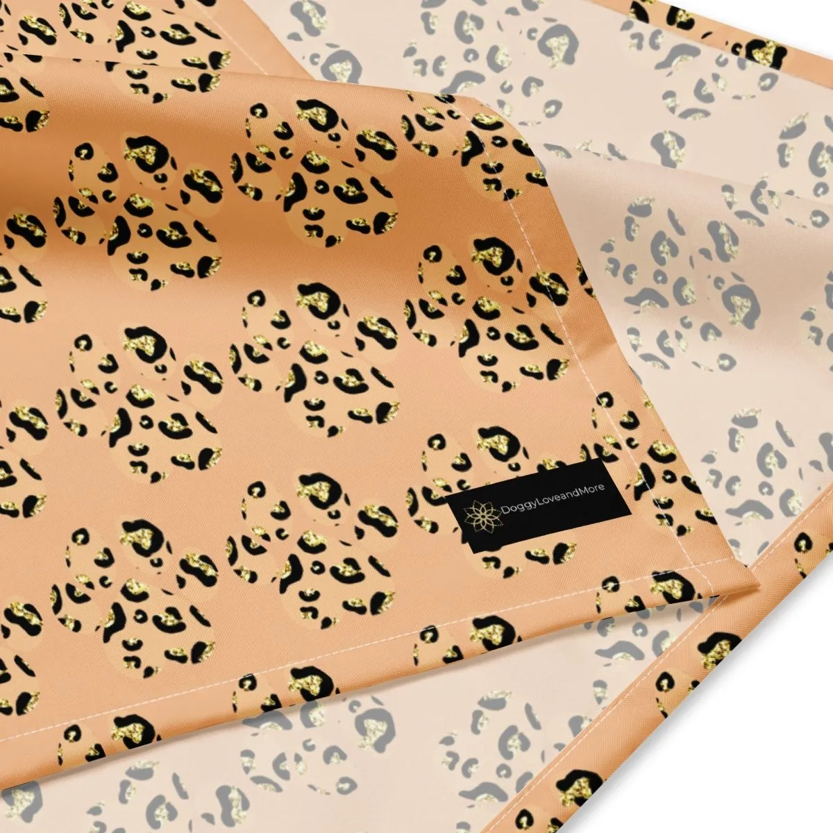 Tan Leopard Print Dog Paw Bandana