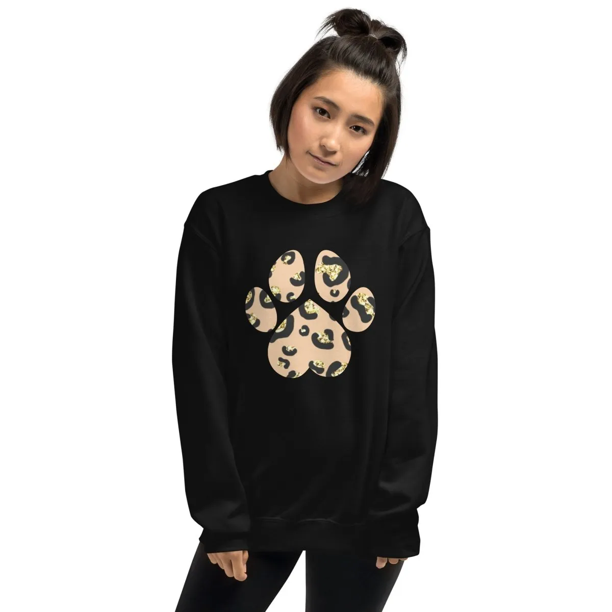 Tan Leopard Print Dog Paw Sweatshirt
