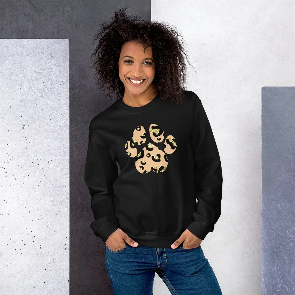 Tan Leopard Print Dog Paw Sweatshirt