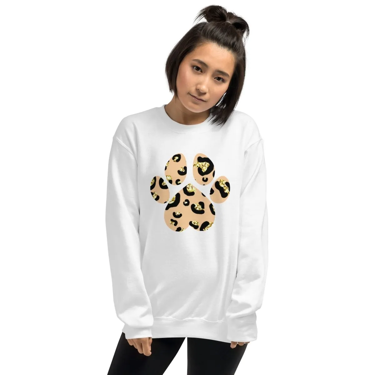 Tan Leopard Print Dog Paw Sweatshirt