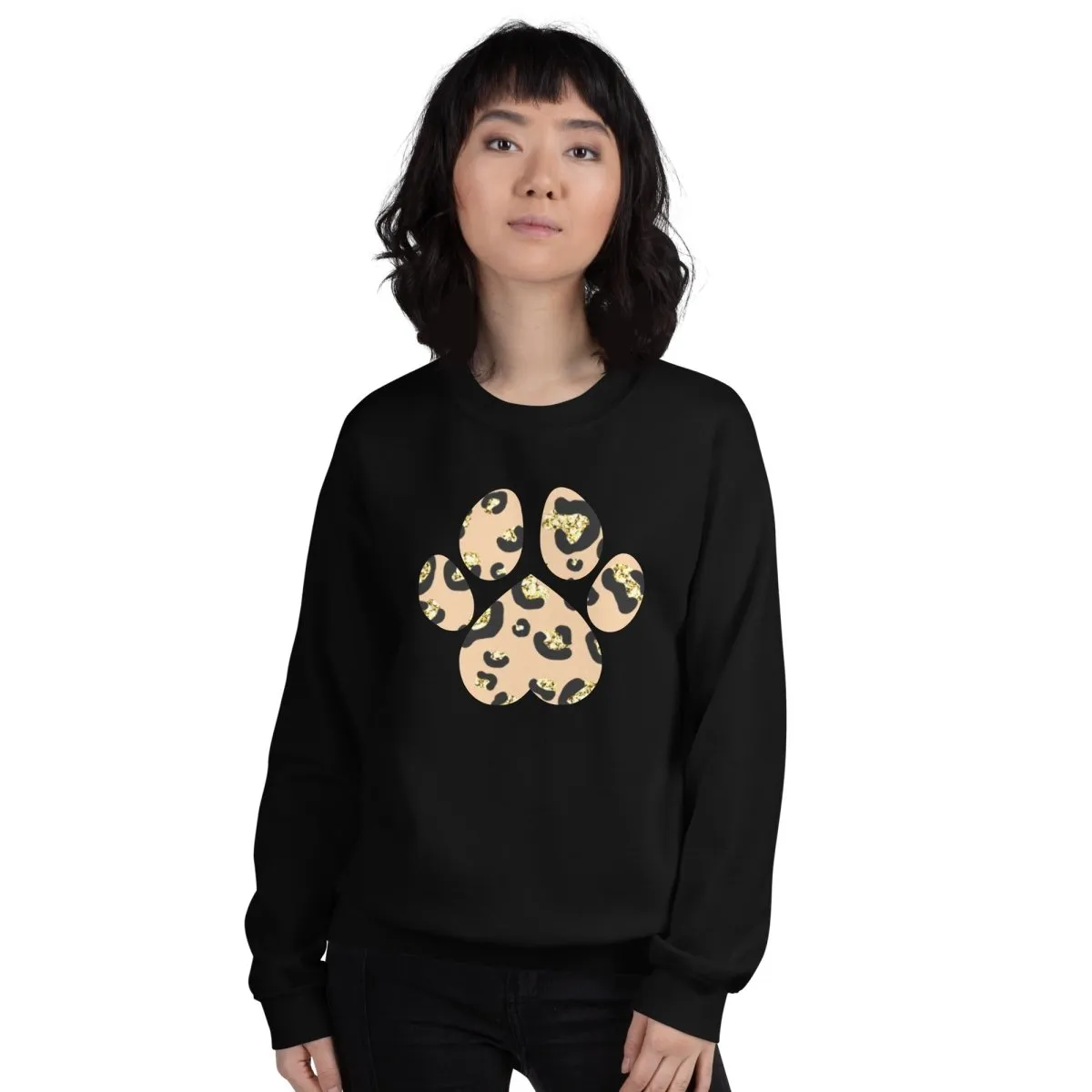 Tan Leopard Print Dog Paw Sweatshirt