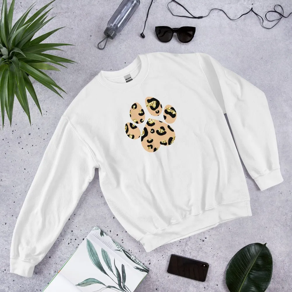 Tan Leopard Print Dog Paw Sweatshirt