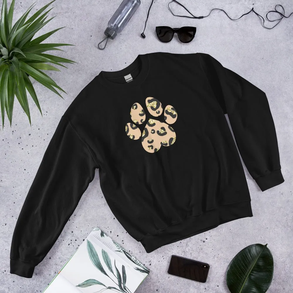 Tan Leopard Print Dog Paw Sweatshirt