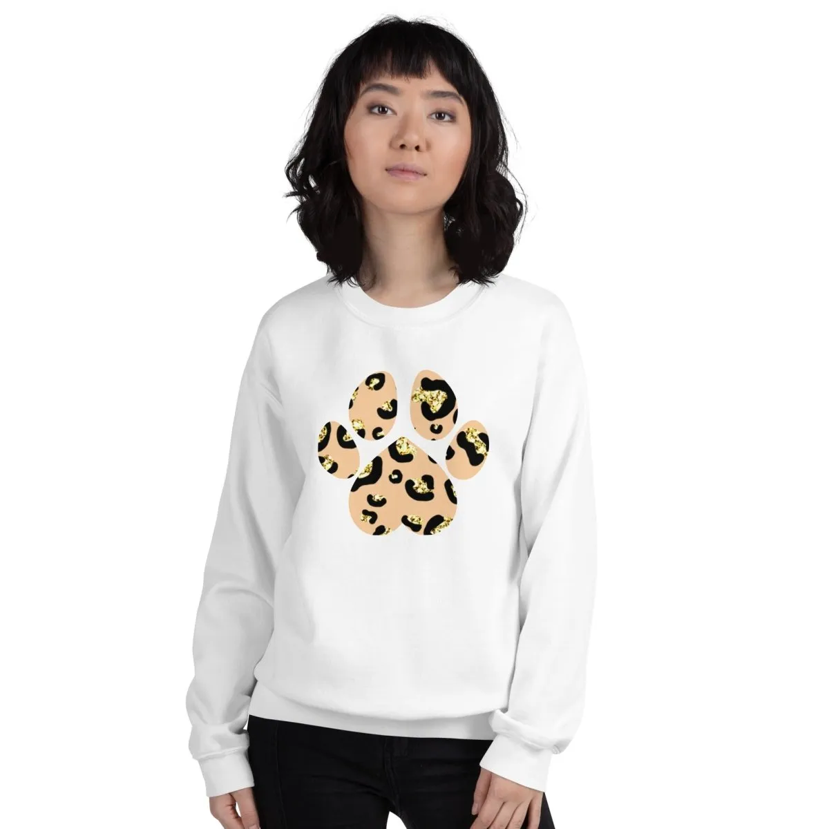 Tan Leopard Print Dog Paw Sweatshirt