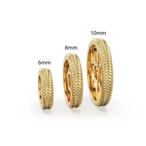 Textured 18k Solid Yellow Gold Spacer Beads / Jewelry Making Handmade Supplies / 14k Gold Wheel Tyre Findings